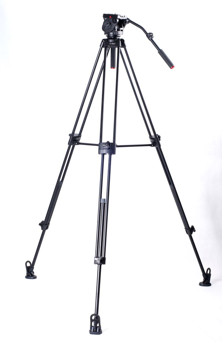 KINGJOY VT-3500 + VT-3530 aliuminio kameros vaizdo stovas su 360 laipsnių panoraminiu skysčiu galvute